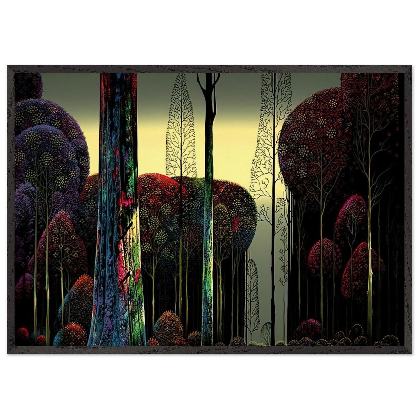 Gothic Forest - Eyvind Earle Framed Art Print – Black Wooden Frame - Default Title - -Framed Art Print