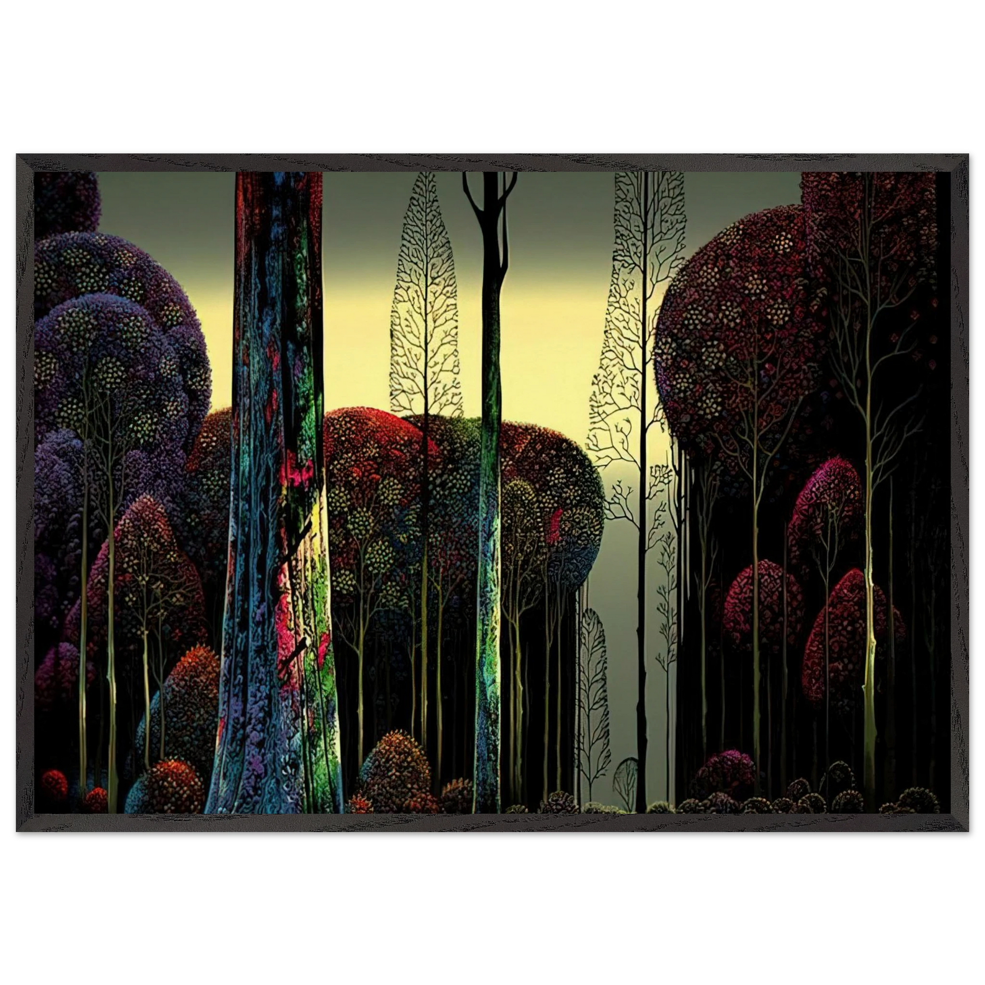 Gothic Forest - Eyvind Earle Framed Art Print – Black Wooden Frame - Default Title - -Framed Art Print