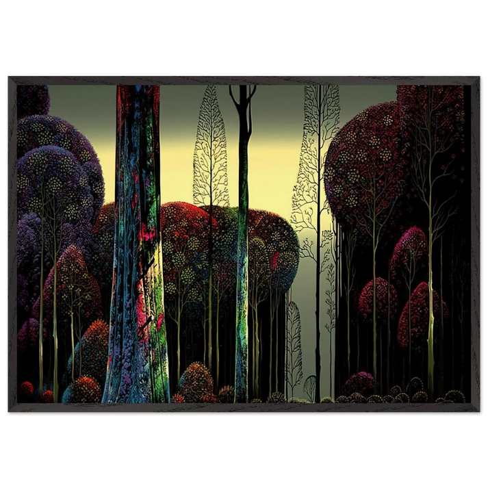 Gothic Forest - Eyvind Earle 70x100 cm / 28x40 inches Framed Art Print – Black Wooden Frame