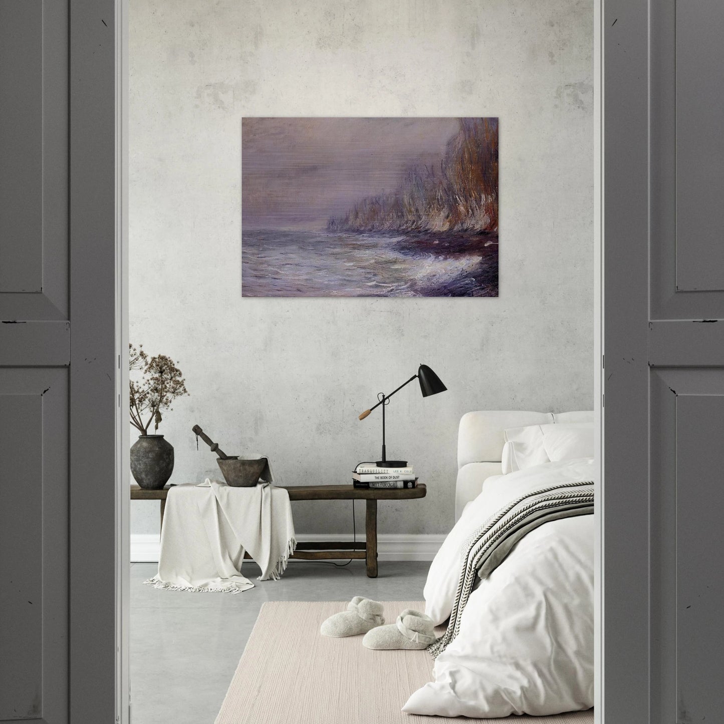 The Effect of Fog near Dieppe - claude monet Brushed Aluminum Print - 70x100 cm / 28x40 inches | claude monet Aluminum Print | claude monet Prints