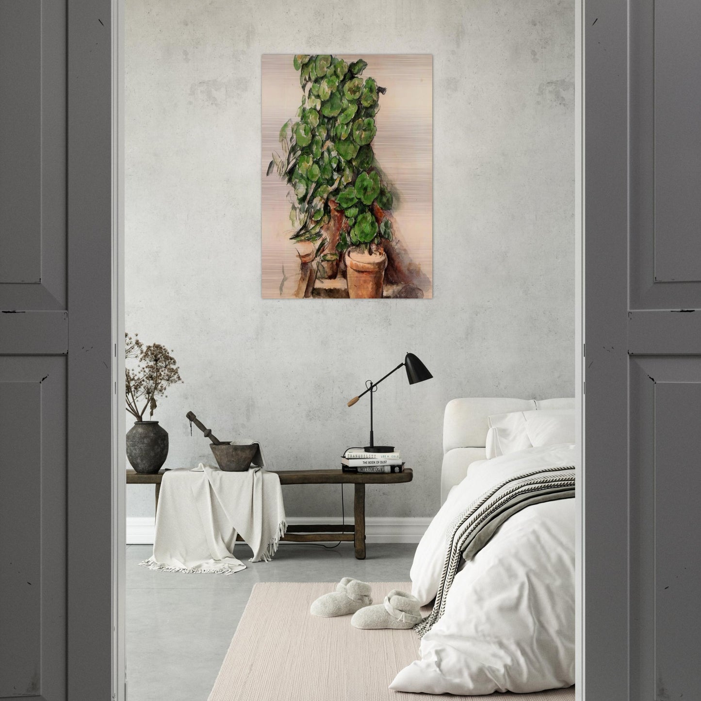 Pots of Geraniums - Paul Cézanne Brushed Aluminum Print - 70x100 cm / 28x40 inches | Paul Cézanne Aluminum Print | Paul Cézanne Prints