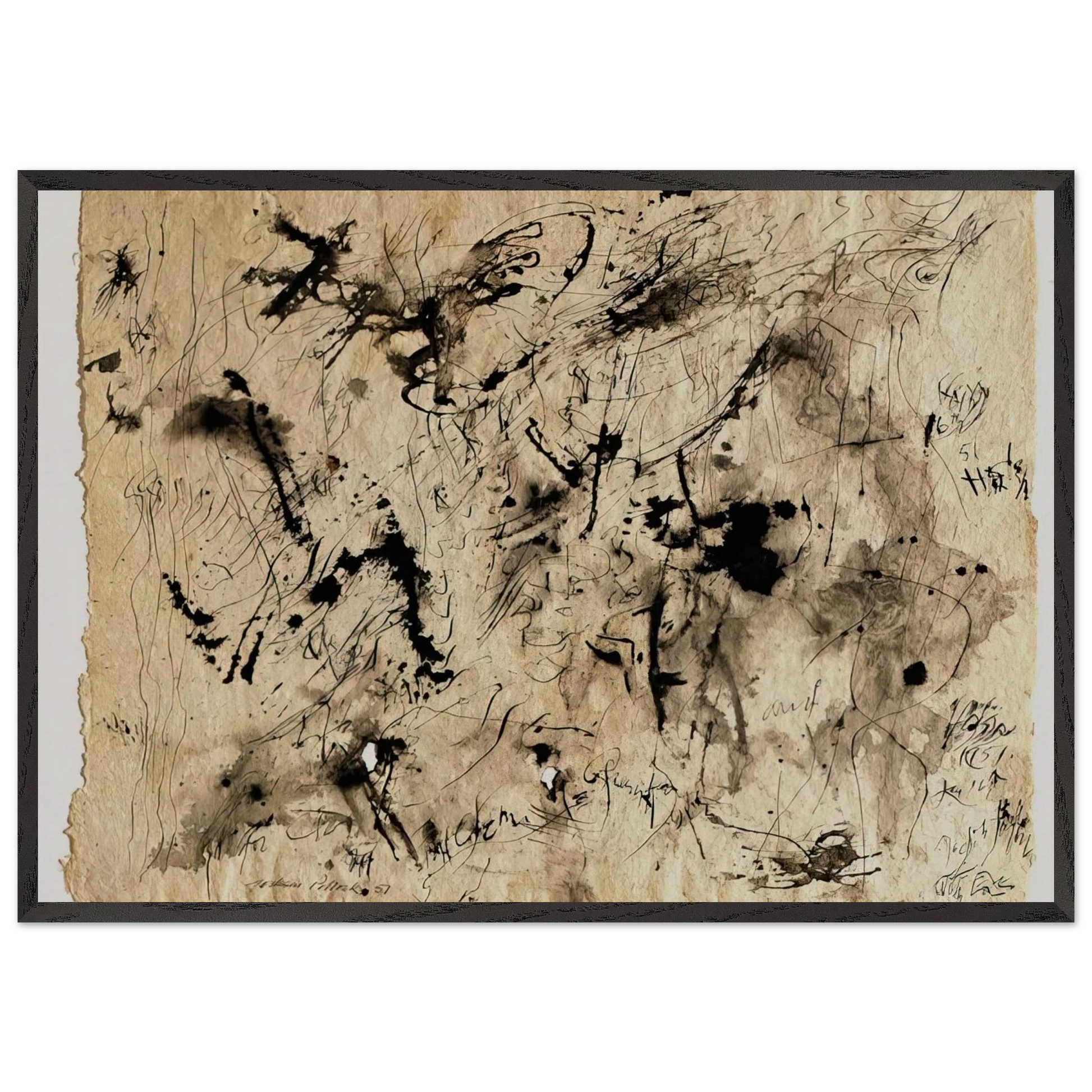 UNTITLED 1951 1 - Jackson Pollock Framed Art Print – Black Wooden Frame - Default Title - -Framed Art Print