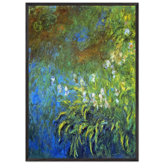 Iris at the Sea-Rose Pond - claude monet 70x100 cm / 28x40 inches Framed Art Print – Black Wooden Frame