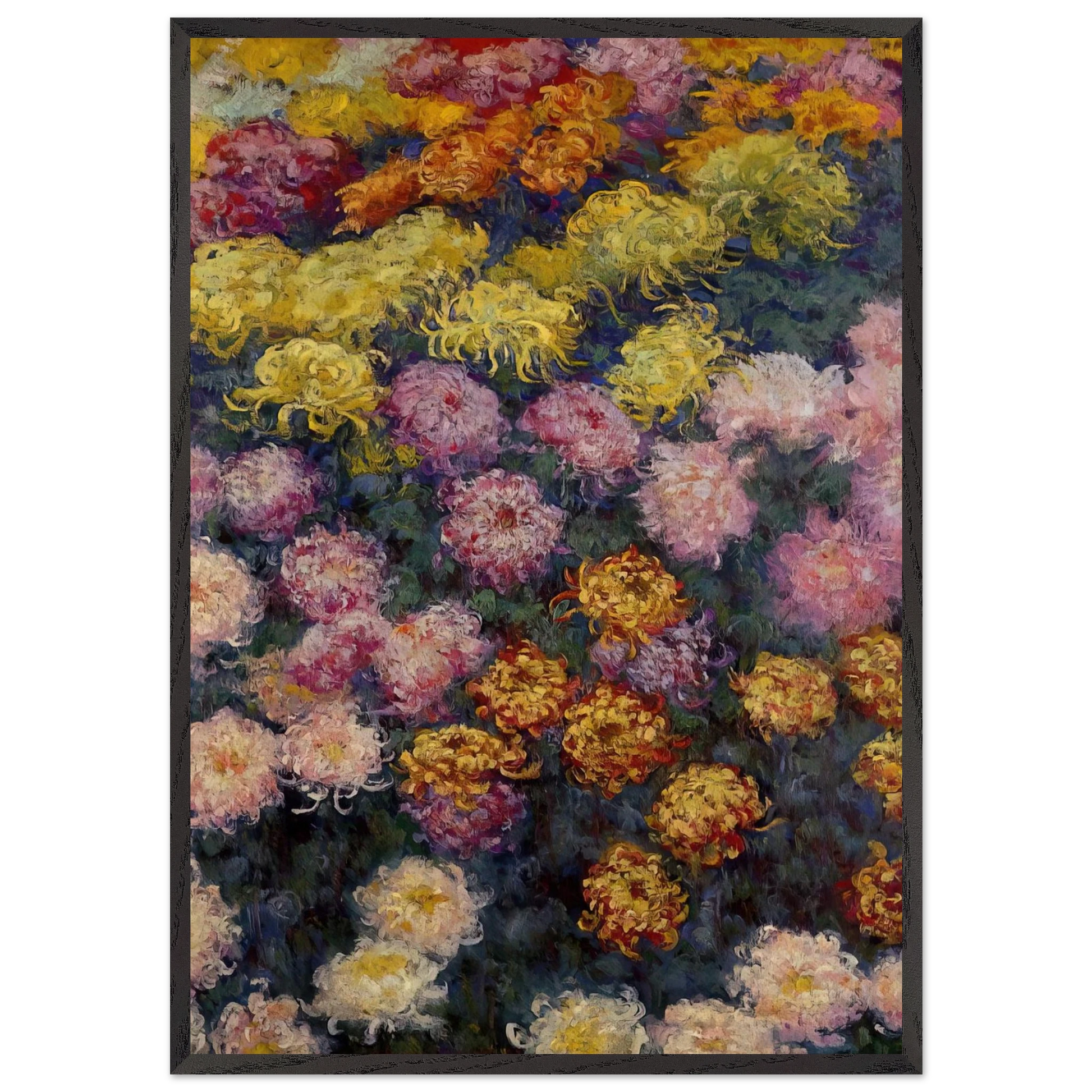 Bed of Chrysanthemums - claude monet Framed Art Print – Black Wooden Frame - Default Title - -Framed Art Print