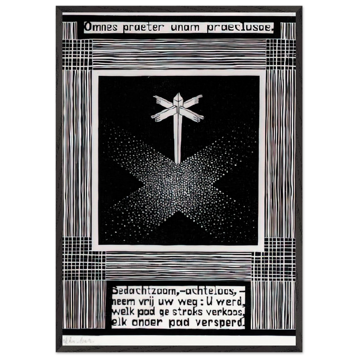 EMBLEMATA SIGNPOST - MC Escher 70x100 cm / 28x40 inches Framed Art Print – Black Wooden Frame | Maurits Cornelis Escher Prints