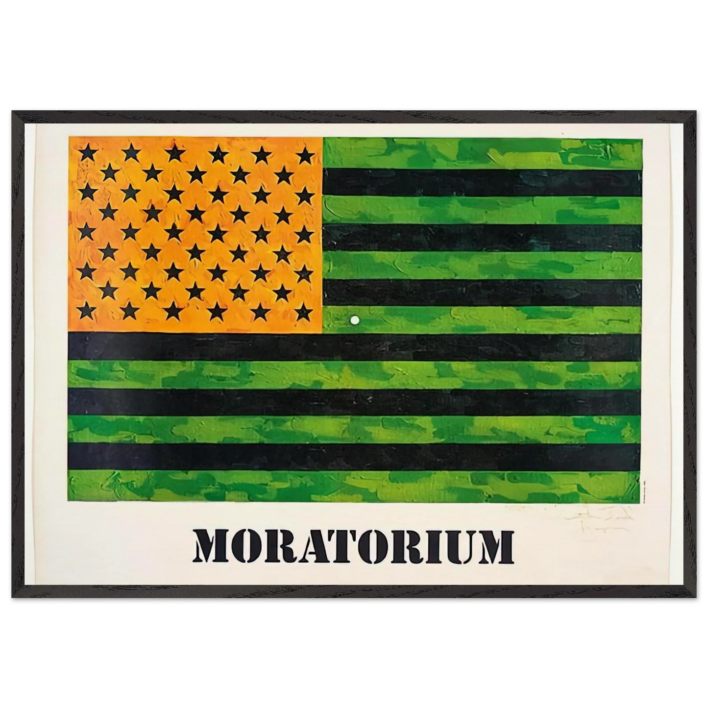 MORATORIUM FLAG - Jasper Johns Framed Art Print – Black Wooden Frame - Default Title - -Framed Art Print