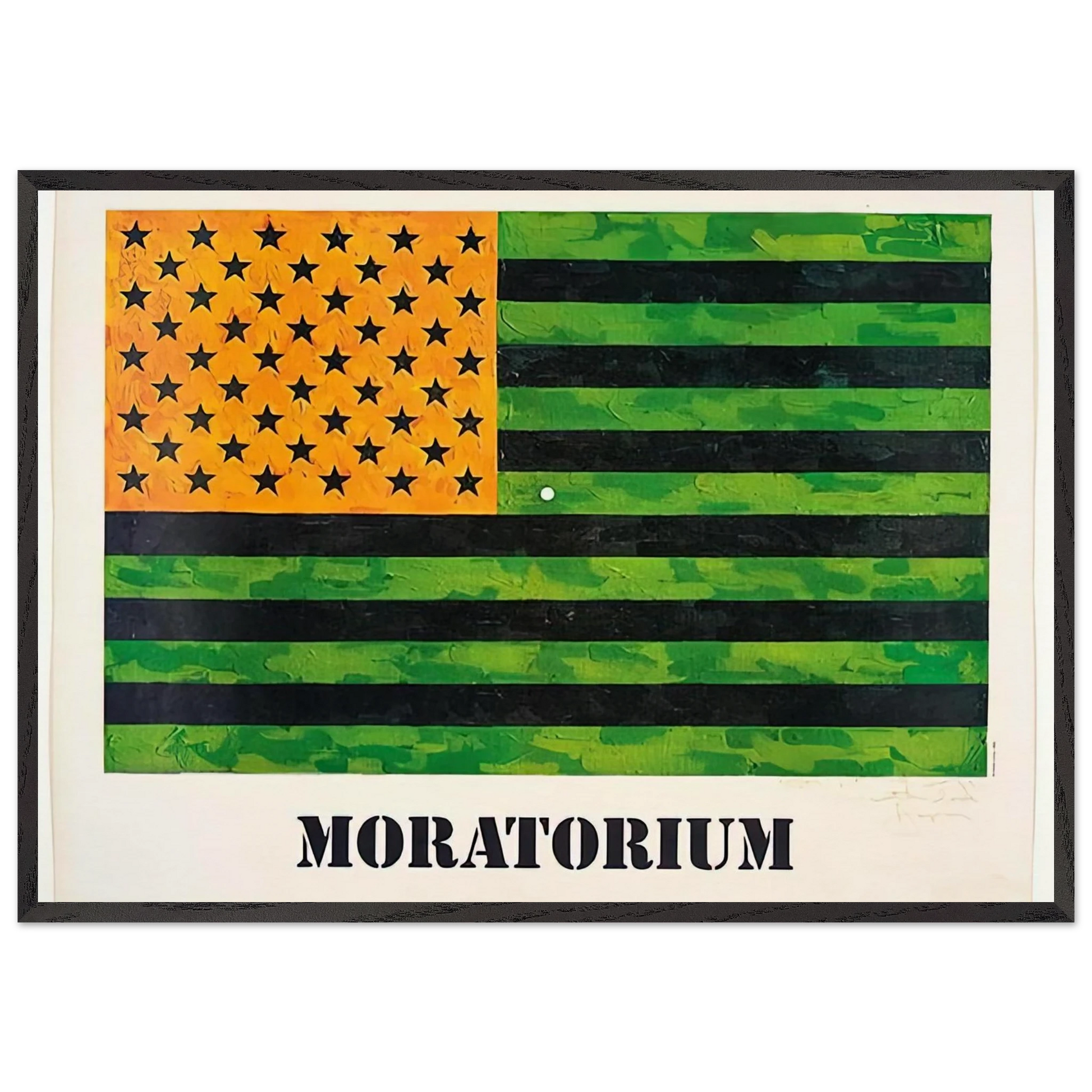 MORATORIUM FLAG - Jasper Johns Framed Art Print – Black Wooden Frame - Default Title - -Framed Art Print