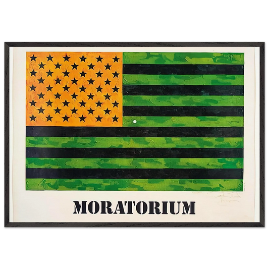MORATORIUM FLAG - Jasper Johns Framed Art Print – Black Wooden Frame - Default Title - -Framed Art Print