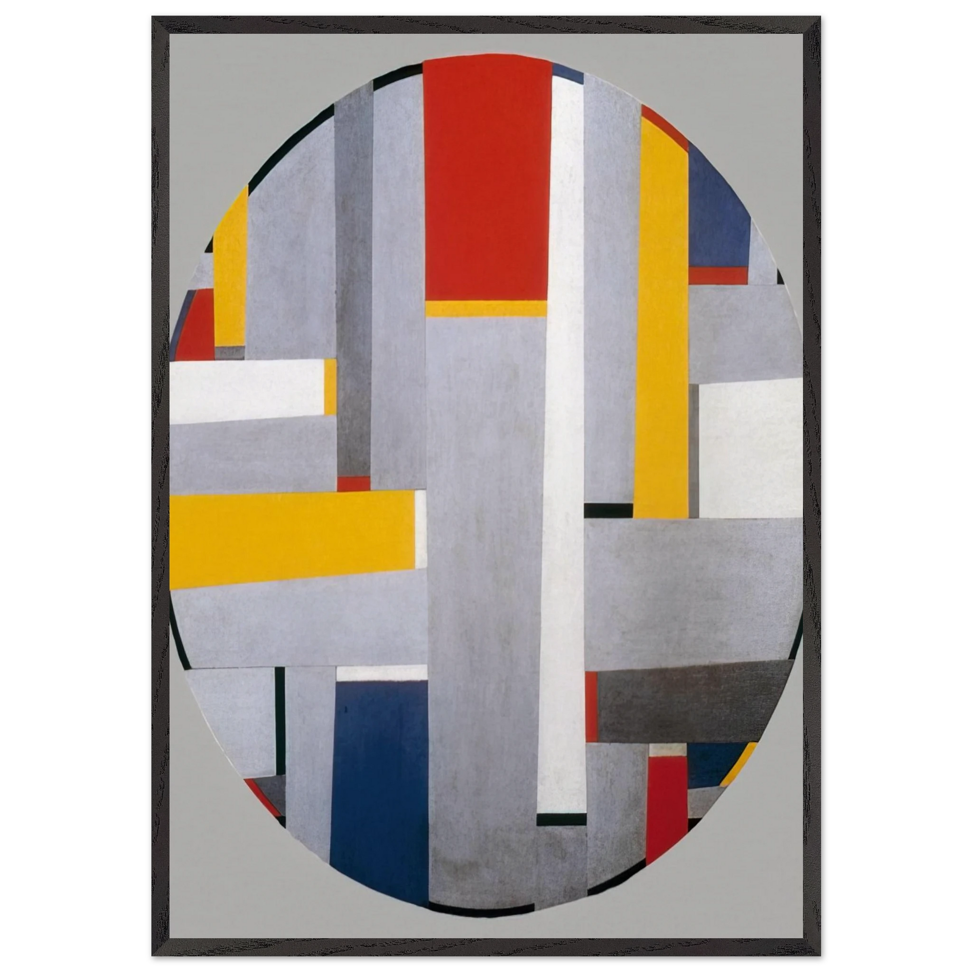 Relational Painting Tondo 36 - 1955 - Fritz Glarner Framed Art Print – Black Wooden Frame - Default Title - -Framed Art Print