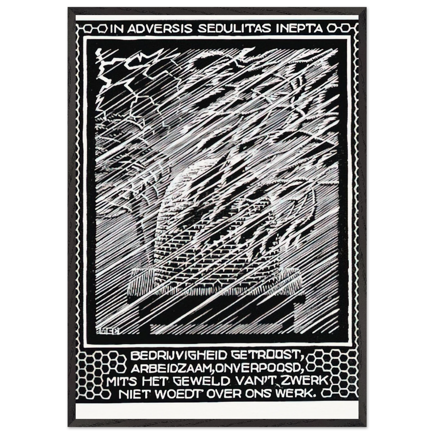 EMBLEMATA BEEHIVE - MC Escher Framed Art Print – Black Wooden Frame - Default Title - -Framed Art Print