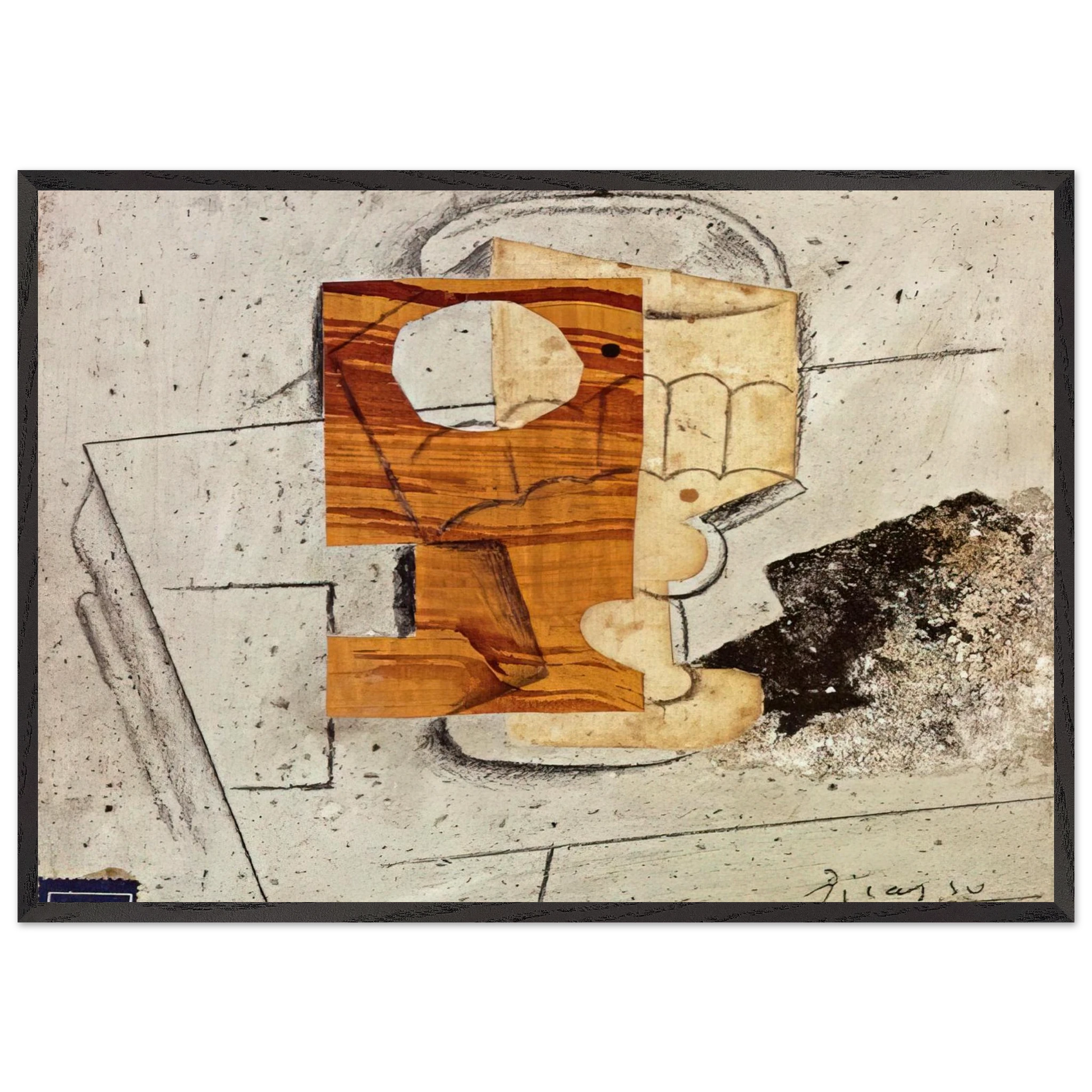 Glass on a Table - 1914 - Pablo Picasso Framed Art Print – Black Wooden Frame - Default Title - -Framed Art Print