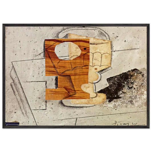 Glass on a Table - 1914 - Pablo Picasso Framed Art Print – Black Wooden Frame - Default Title - -Framed Art Print
