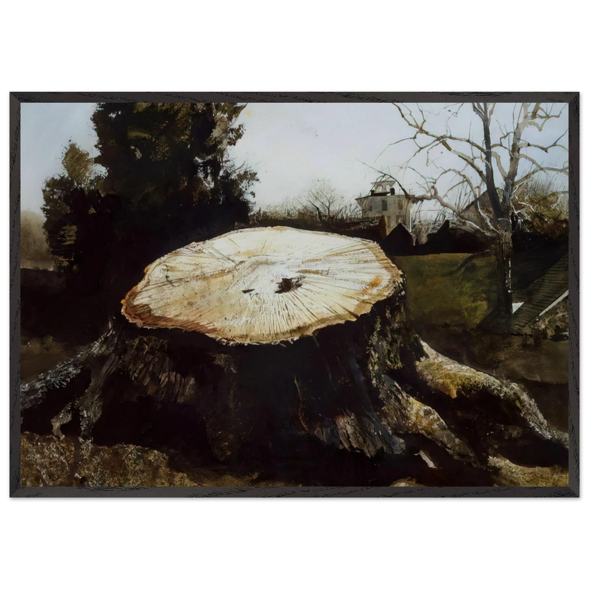 THE BIG OAK - Andrew Wyeth Framed Art Print – Black Wooden Frame - Default Title - -Framed Art Print