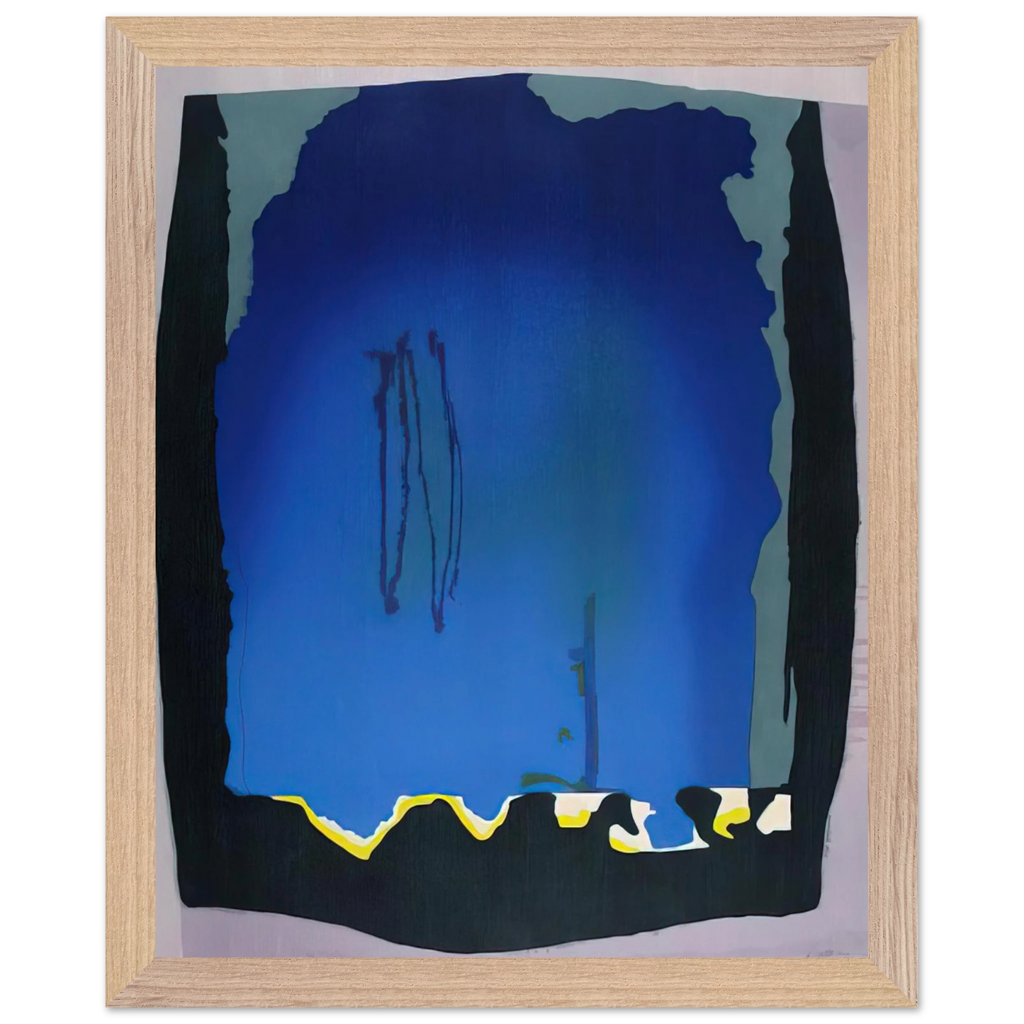 Helen Frankenthaler - Freefall - 1992 Wall art - 27x35 cm / 11x14 inches - Premium Wooden Framed Poster With Fine Art Paper - Black frame