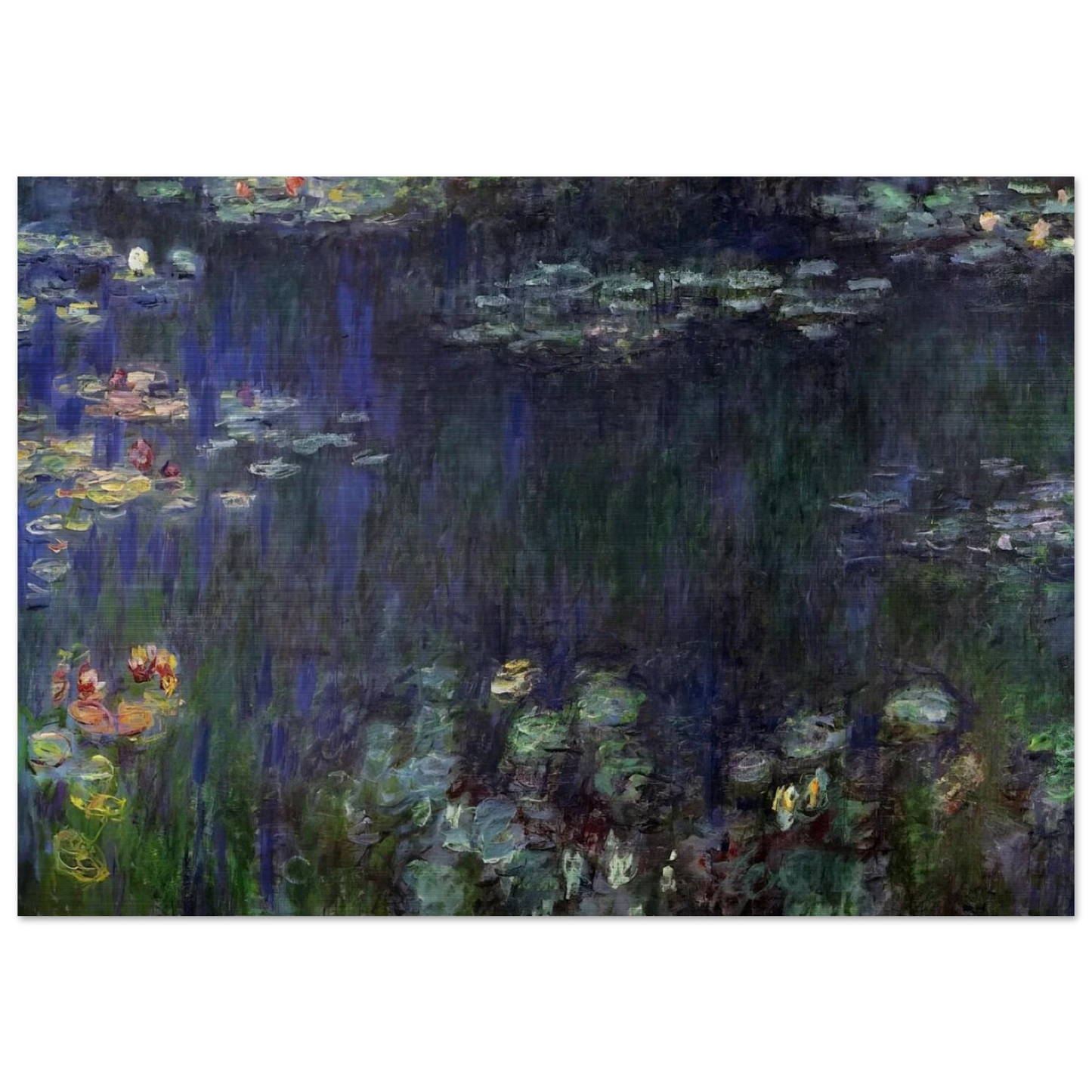 Water Lilies, Green Reflection left half - claude monet Brushed Aluminum Print - 70x100 cm / 28x40 inches | claude monet Aluminum Print | claude monet Prints