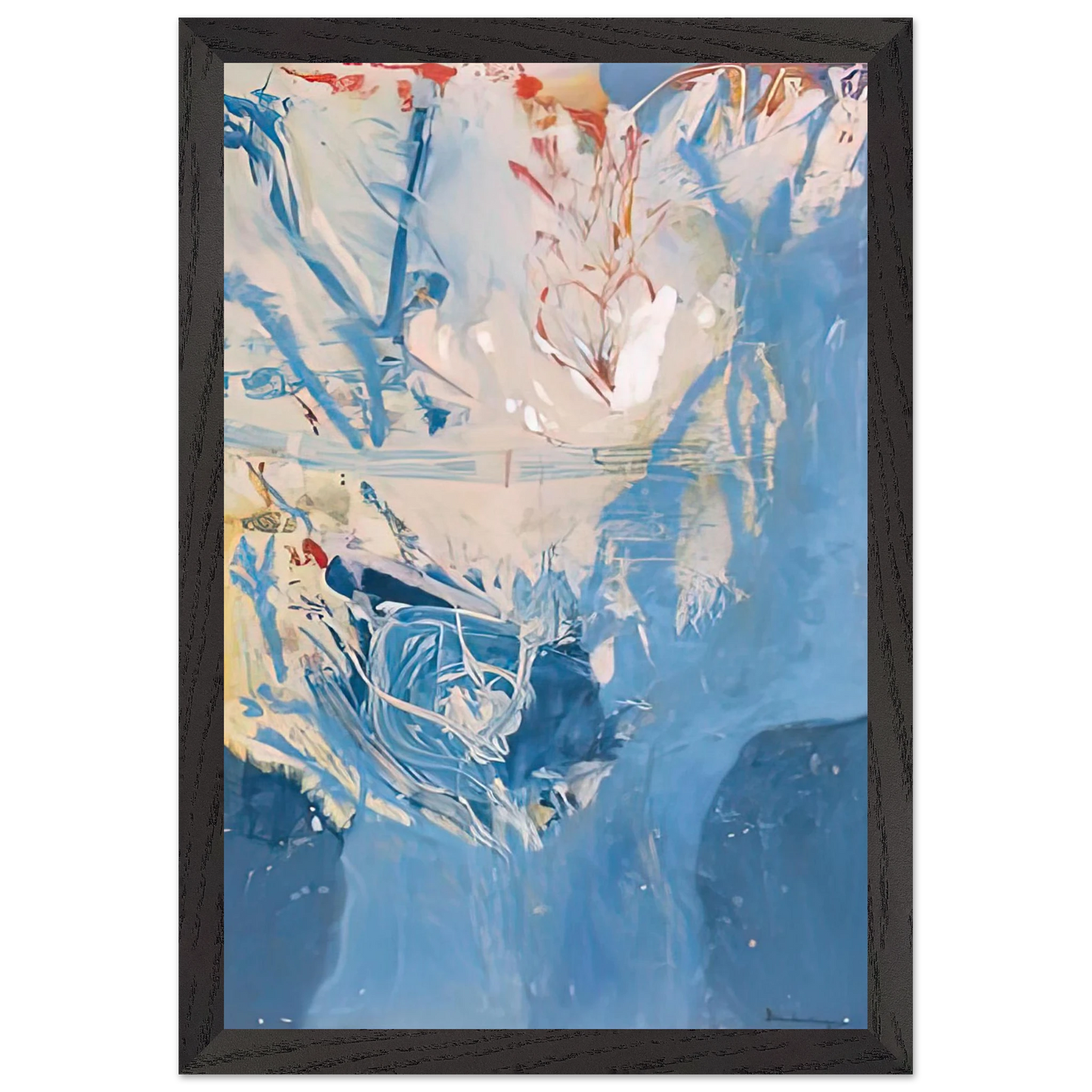Helen Frankenthaler - Blue Territory, 1955- Wall Art - 21x29.7 cm / 8x12" - Premium Wooden Framed Poster With Fine Art Paper - Black frame