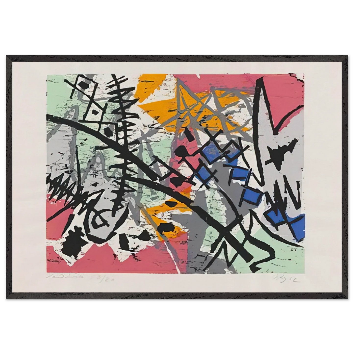 Farbholzschnitt 1952-4 - 1952 - Ernst Wilhelm Nay Framed Art Print – Black Wooden Frame - Default Title - -Framed Art Print