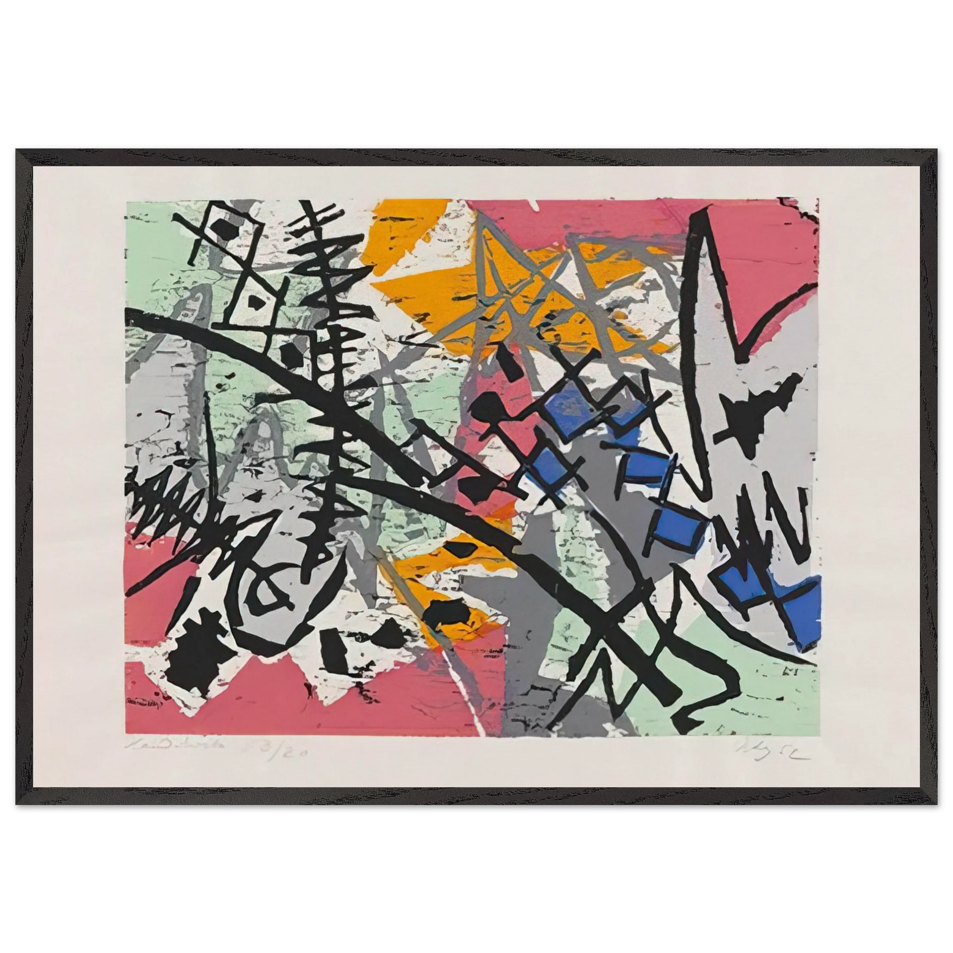 Farbholzschnitt 1952-4 - 1952 - Ernst Wilhelm Nay Framed Art Print – Black Wooden Frame - Default Title - -Framed Art Print