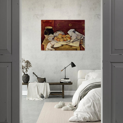 Still Life with a Chest of Drawers - Paul Cézanne Brushed Aluminum Print - 70x100 cm / 28x40 inches | Paul Cézanne Aluminum Print | Paul Cézanne Prints