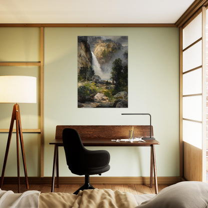 Cascade Falls, Yosemite - Thomas Moran Brushed Aluminum Print - 70x100 cm / 28x40 inches | Thomas Moran Aluminum Print | Thomas Moran Prints