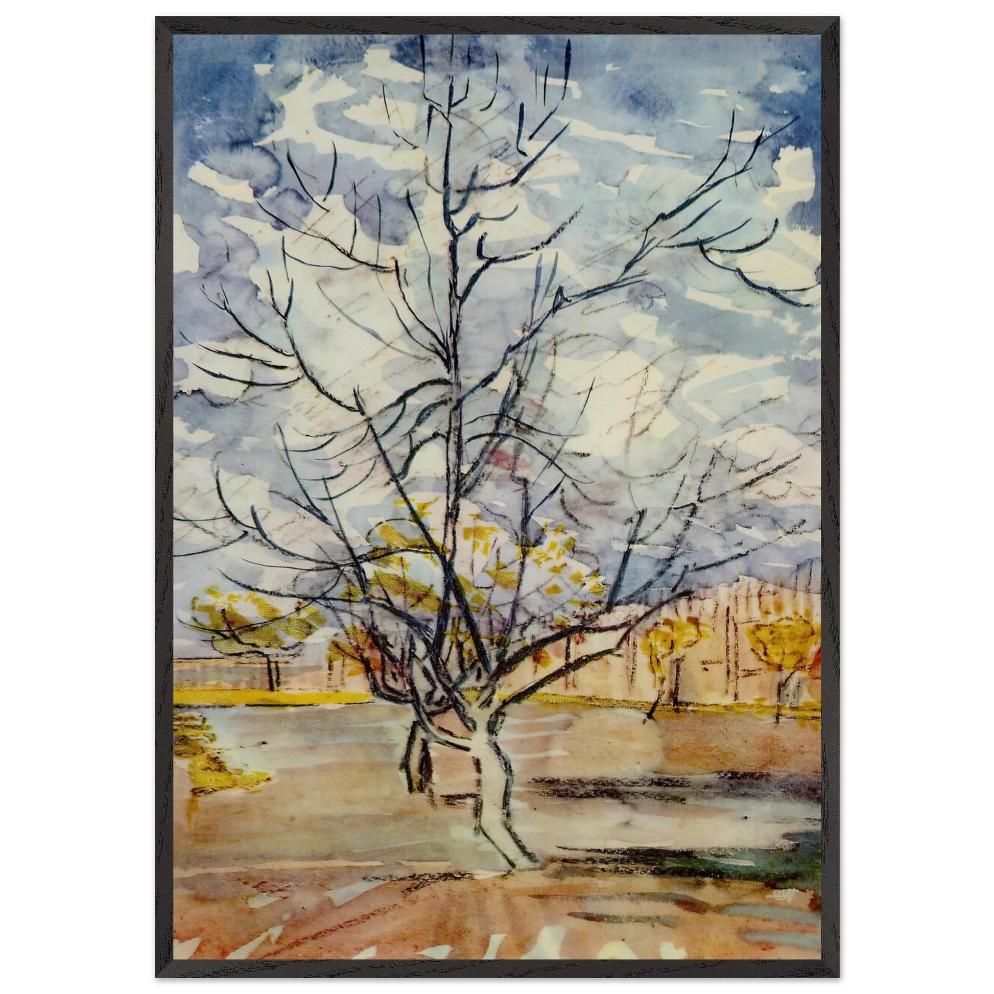 Pink Peach Trees - Vincent van Gogh Framed Art Print – Black Wooden Frame - Default Title - -Framed Art Print