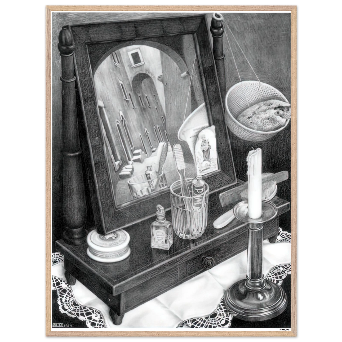 MC Escher - CANDLE MIRROR Wall Art - 60x80 cm / 24x32 inches - Fine Art Poster - -