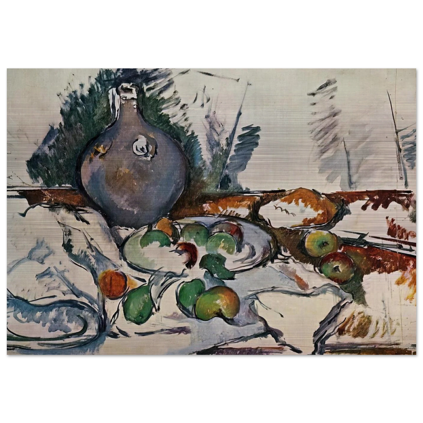 Still Life with Water Jug - Paul Cézanne Brushed Aluminum Print - 70x100 cm / 28x40 inches | Paul Cézanne Aluminum Print | Paul Cézanne Prints