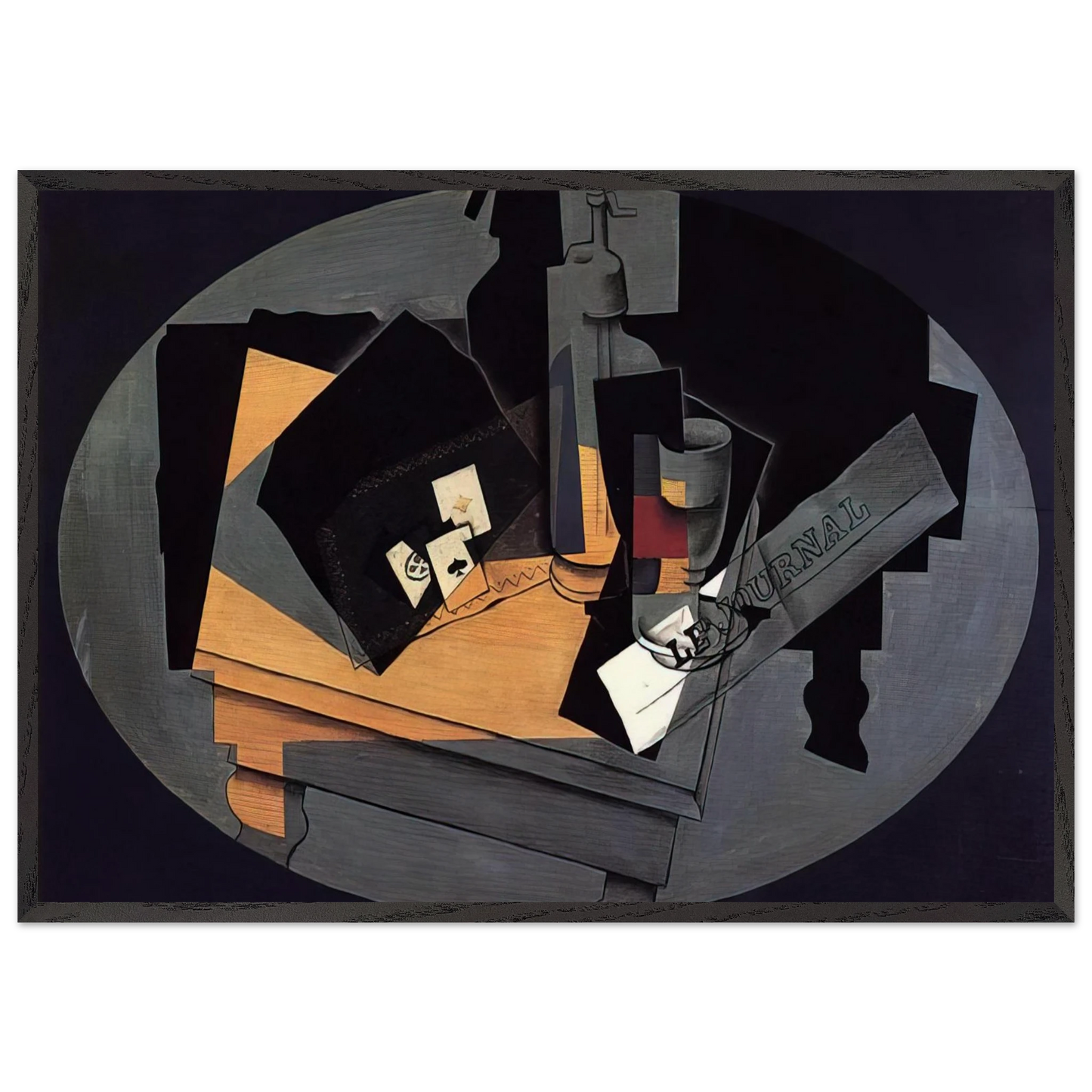 PLAYING CARDS AND SIPHON 1916 - Juan Gris Framed Art Print – Black Wooden Frame - Default Title - -Framed Art Print