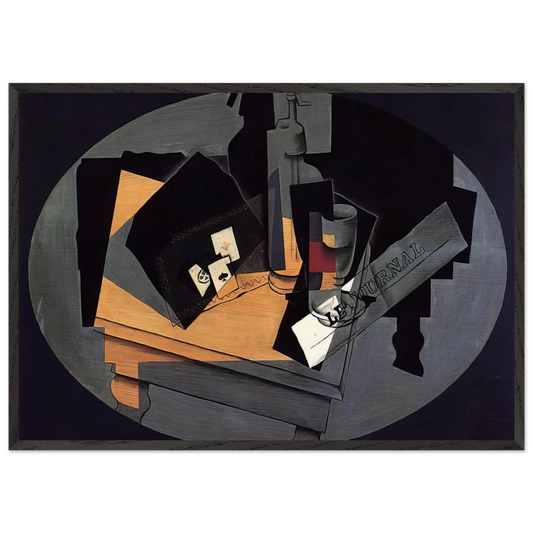 PLAYING CARDS AND SIPHON 1916 - Juan Gris Framed Art Print – Black Wooden Frame - Default Title - -Framed Art Print