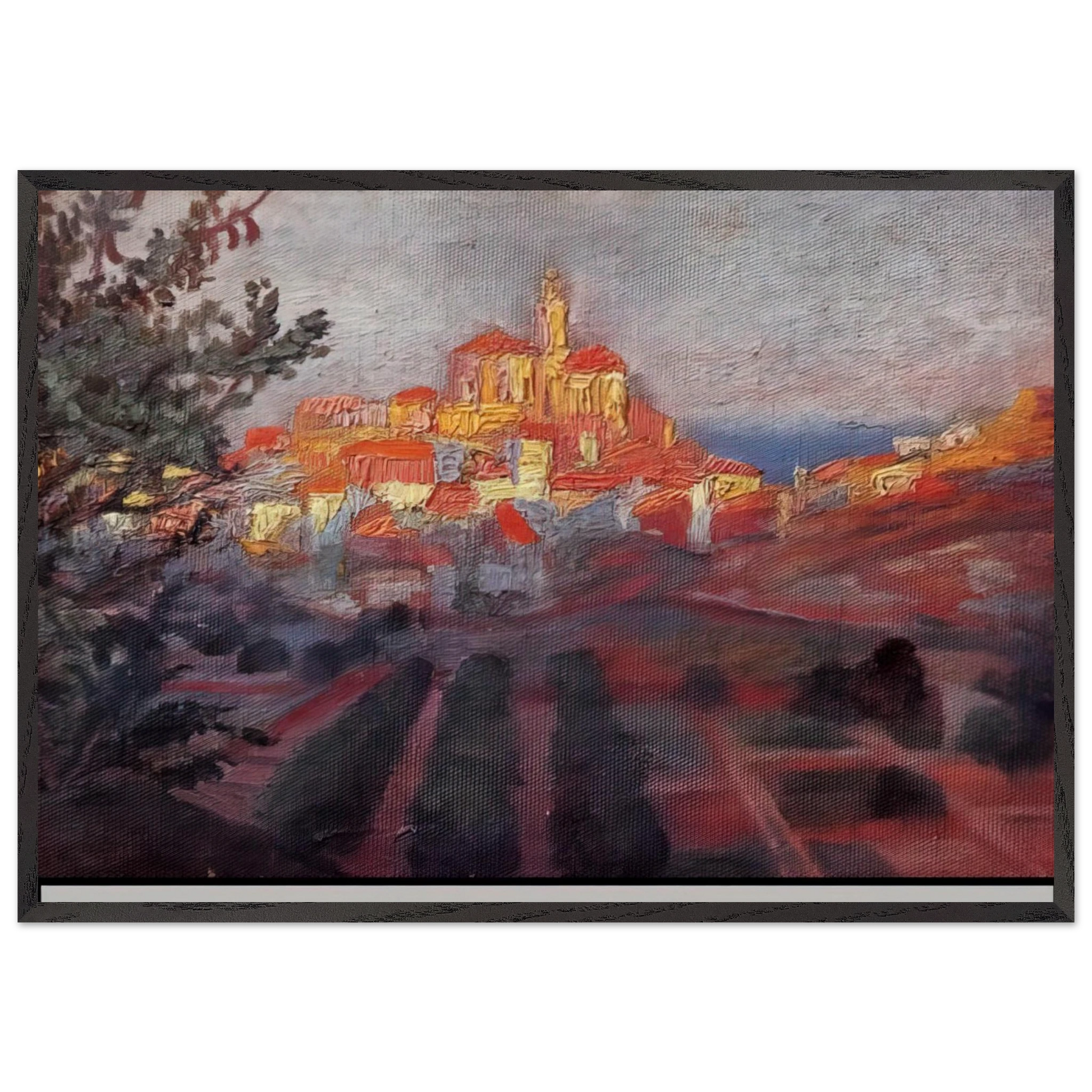 CADAQUES SEEN FROM BEHIND - Salvador Dali Framed Art Print – Black Wooden Frame - Default Title - -Framed Art Print