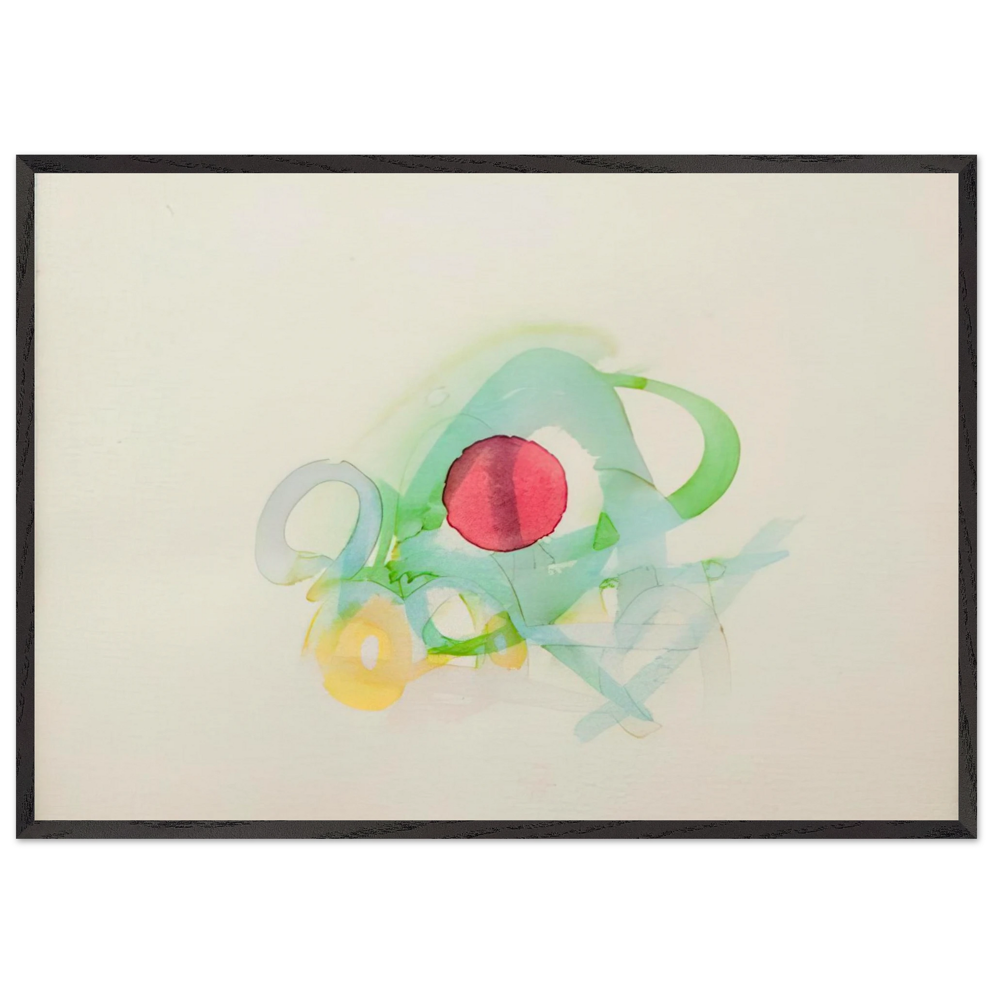 UNTITLED RED GREEN YELLOW AND BLUE - Luis Feito Framed Art Print – Black Wooden Frame - Default Title - -Framed Art Print