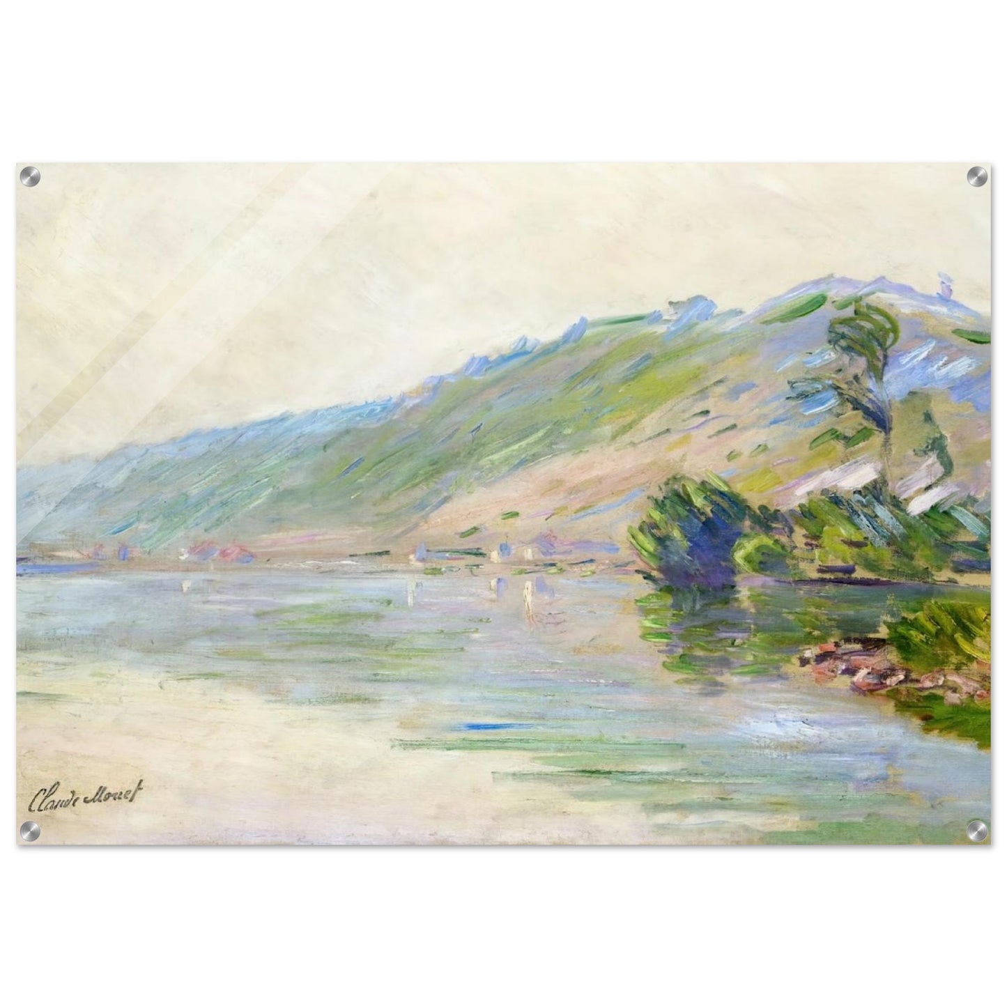 The Seine at Port-Villes, Clear Weather - claude monet Acrylic Print - 70x100 cm / 28x40″ inches | claude monet Wall Art | claude monet Prints