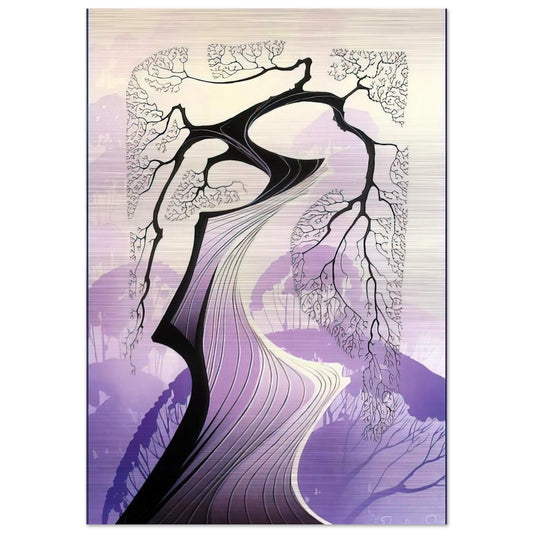 Carmel Cypress - Eyvind Earle Brushed Aluminum Print - 70x100 cm / 28x40 inches | Eyvind Earle Aluminum Print | Eyvind Earle Prints