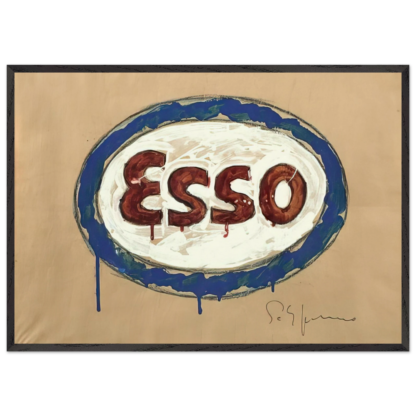 Esso - Pop Art - Mario Schifano Framed Art Print – Black Wooden Frame - Default Title - -Framed Art Print