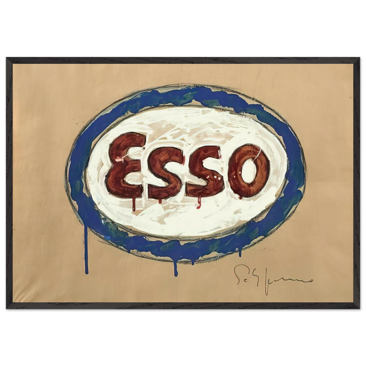 Esso - Pop Art - Mario Schifano 70x100 cm / 28x40 inches Framed Art Print – Black Wooden Frame