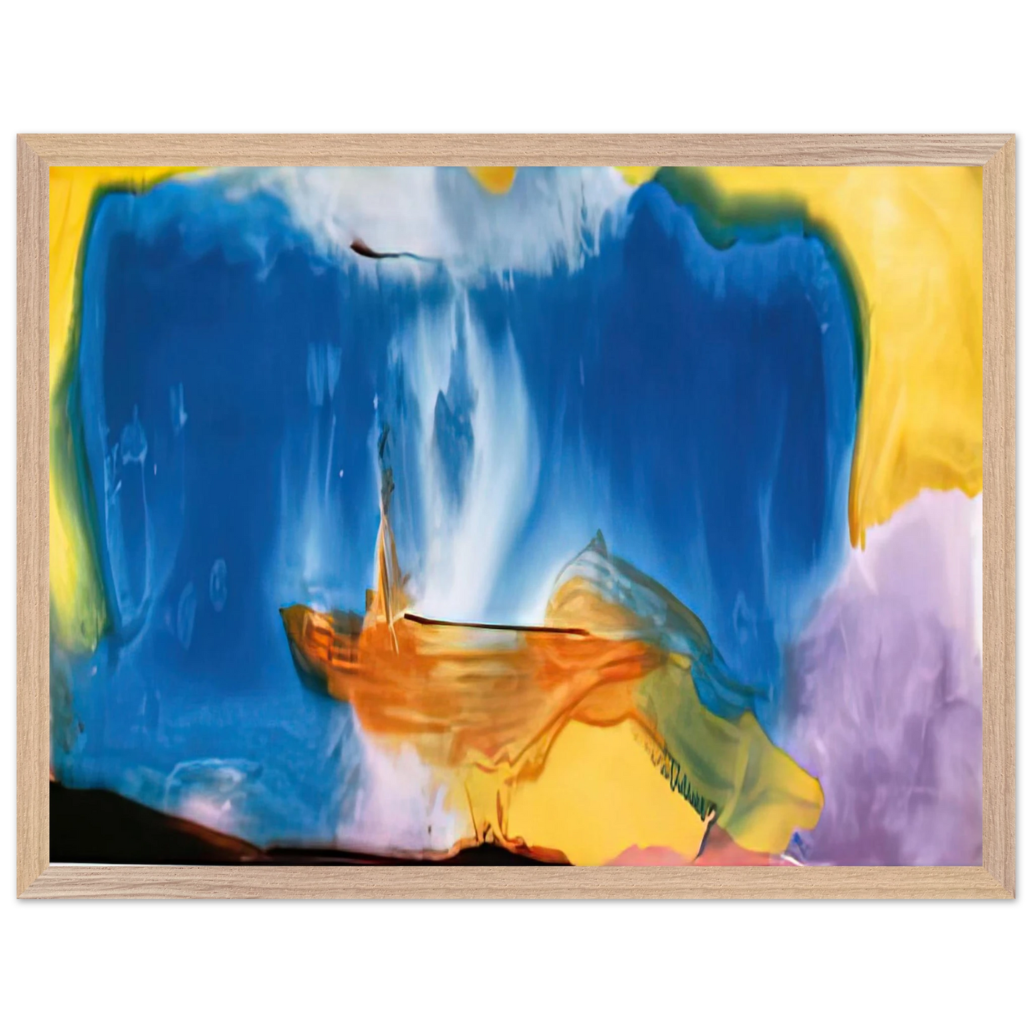 Helen Frankenthaler - Moveable Blue, 1973- Wall Art - 30x40 cm / 12x16 inches - Premium Wooden Framed Poster With Fine Art Paper - Wood frame