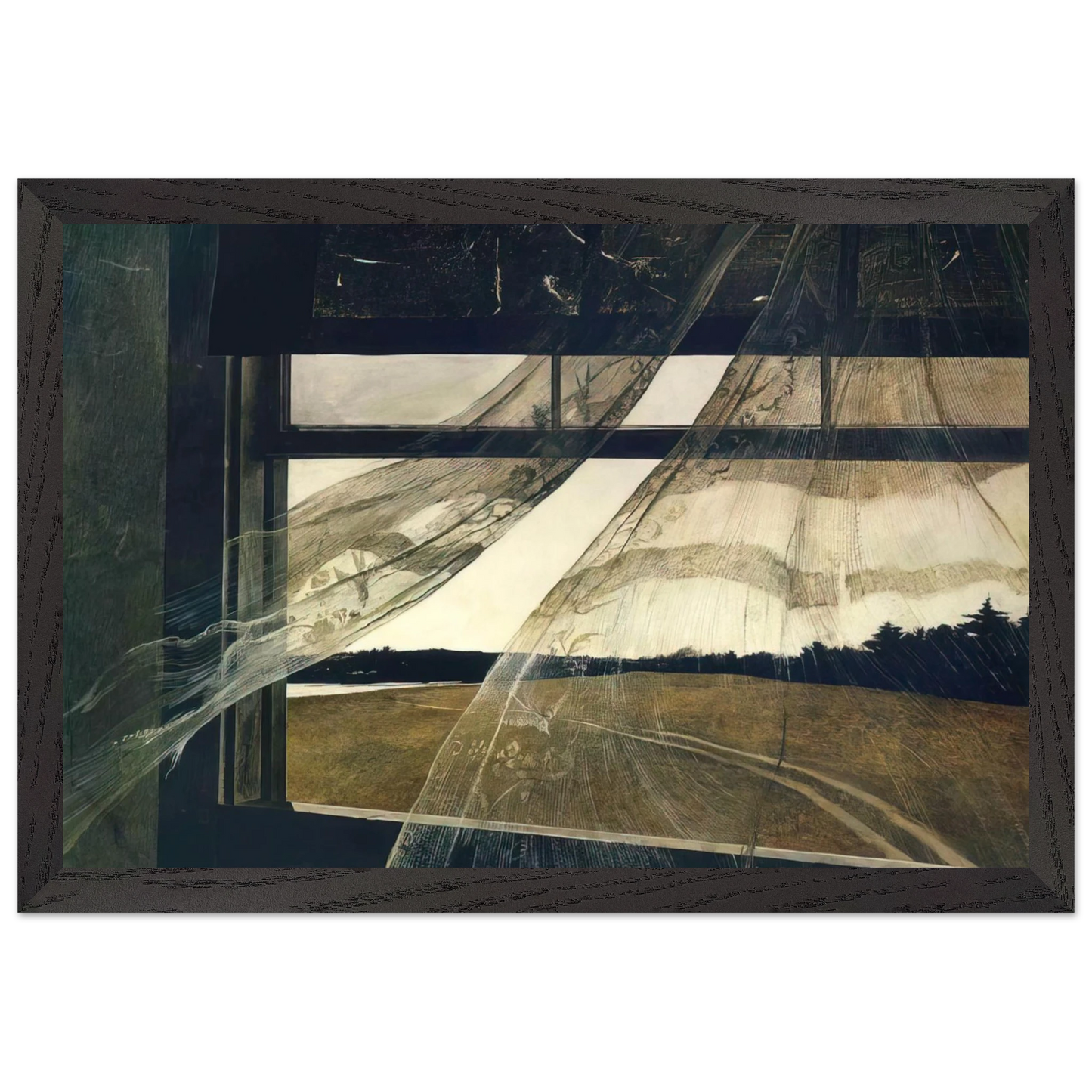 Andrew Wyeth - WIND FROM THE SEA 1947 Wall Art - 60x80 cm / 24x32 inches - Premium Wooden Framed Poster With Fine Art Paper - White frame