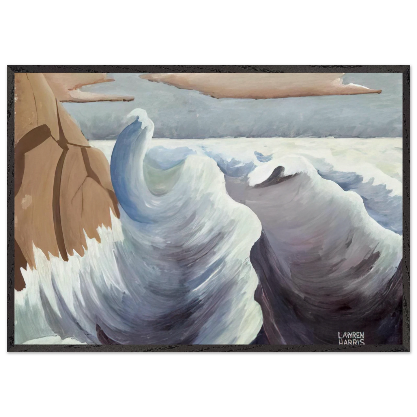 Shoreline - Art Nouveau Modern - Lawren Harris Framed Art Print – Black Wooden Frame - Default Title - -Framed Art Print