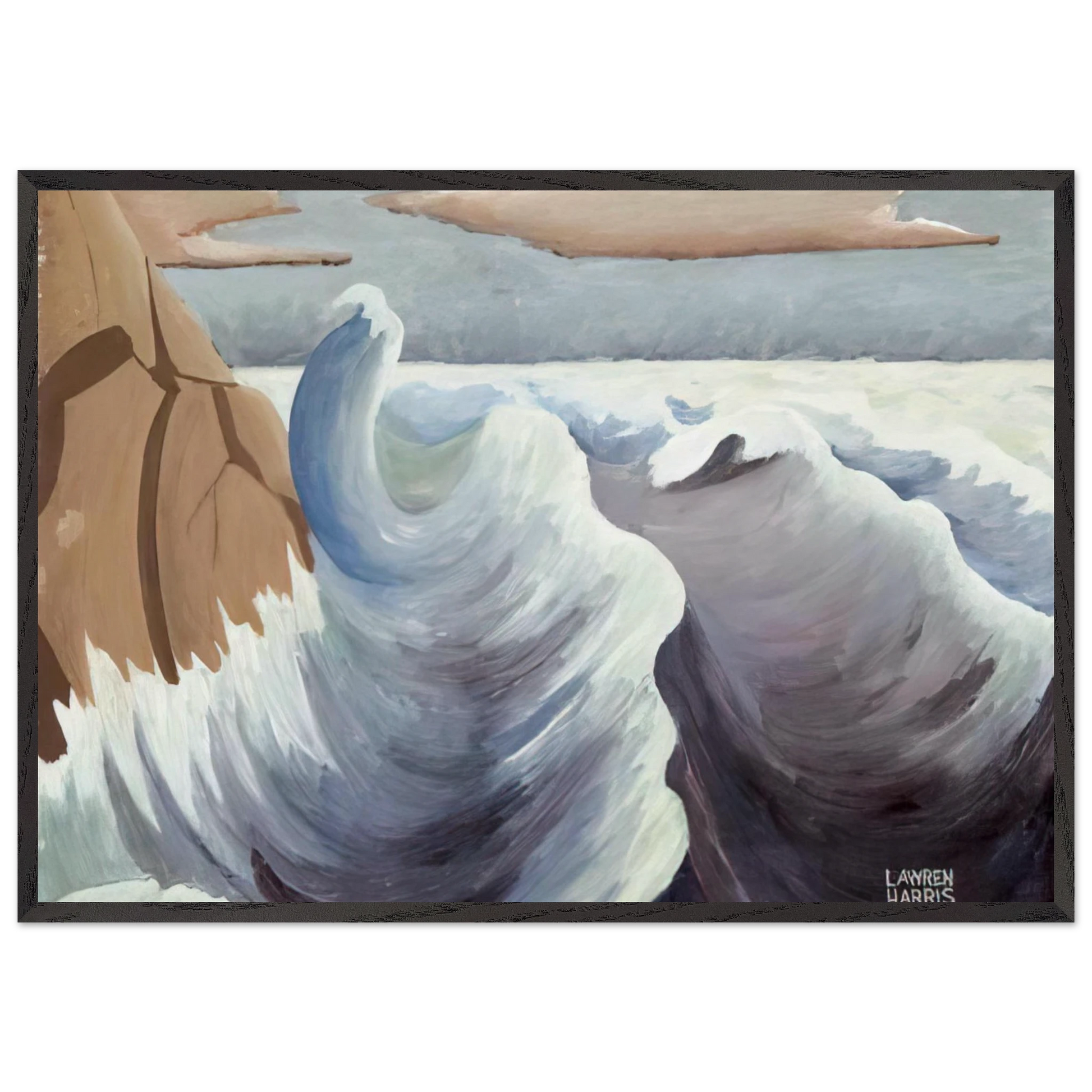 Shoreline - Art Nouveau Modern - Lawren Harris Framed Art Print – Black Wooden Frame - Default Title - -Framed Art Print