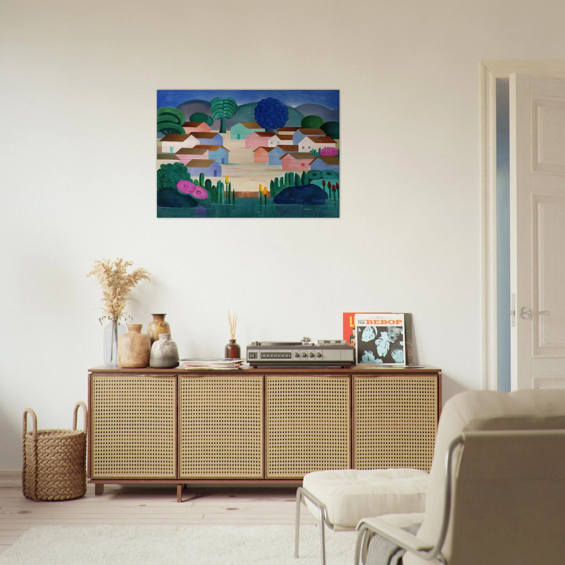 Landscape with Sixteen Houses - Tarsila do Amaral Brushed Aluminum Print - 70x100 cm / 28x40 inches | Tarsila do Amaral Aluminum Print | Tarsila do Amaral Prints