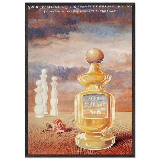 SOIR D ORAGE STRANGE PERFUME BY MEM - Rene Magritte 70x100 cm / 28x40 inches Framed Art Print – Black Wooden Frame