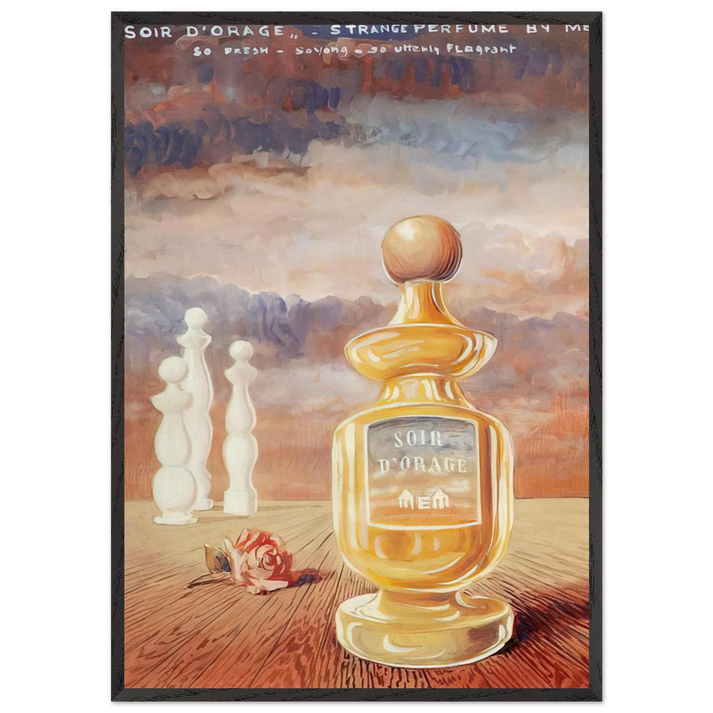 SOIR D ORAGE STRANGE PERFUME BY MEM - Rene Magritte 70x100 cm / 28x40 inches Framed Art Print – Black Wooden Frame