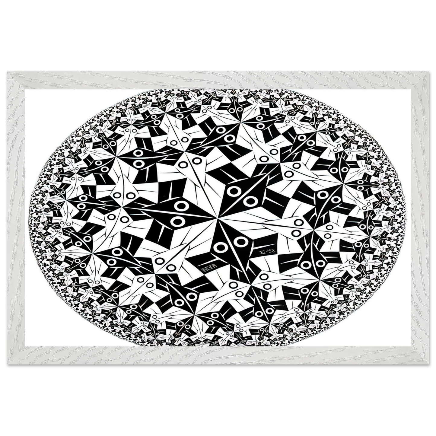 MC Escher - CIRCLE LIMIT I Wall Art - 21x29.7 cm / 8x12" - Premium Wooden Framed Poster With Fine Art Paper - Wood frame