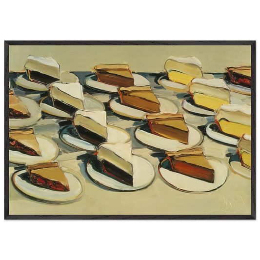 Pies Pies Pies - 1961 - Wayne Thiebaud Framed Art Print – Black Wooden Frame - Default Title - -Framed Art Print