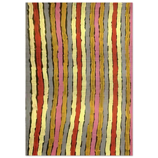 Ceremonial Paint Floor Napperby - 2001 - Clifford Possum Tjapaltjarri Brushed Aluminum Print - 70x100 cm / 28x40 inches | Clifford Possum Tjapaltjarri Aluminum Print | Clifford Possum Tjapaltjarri Prints