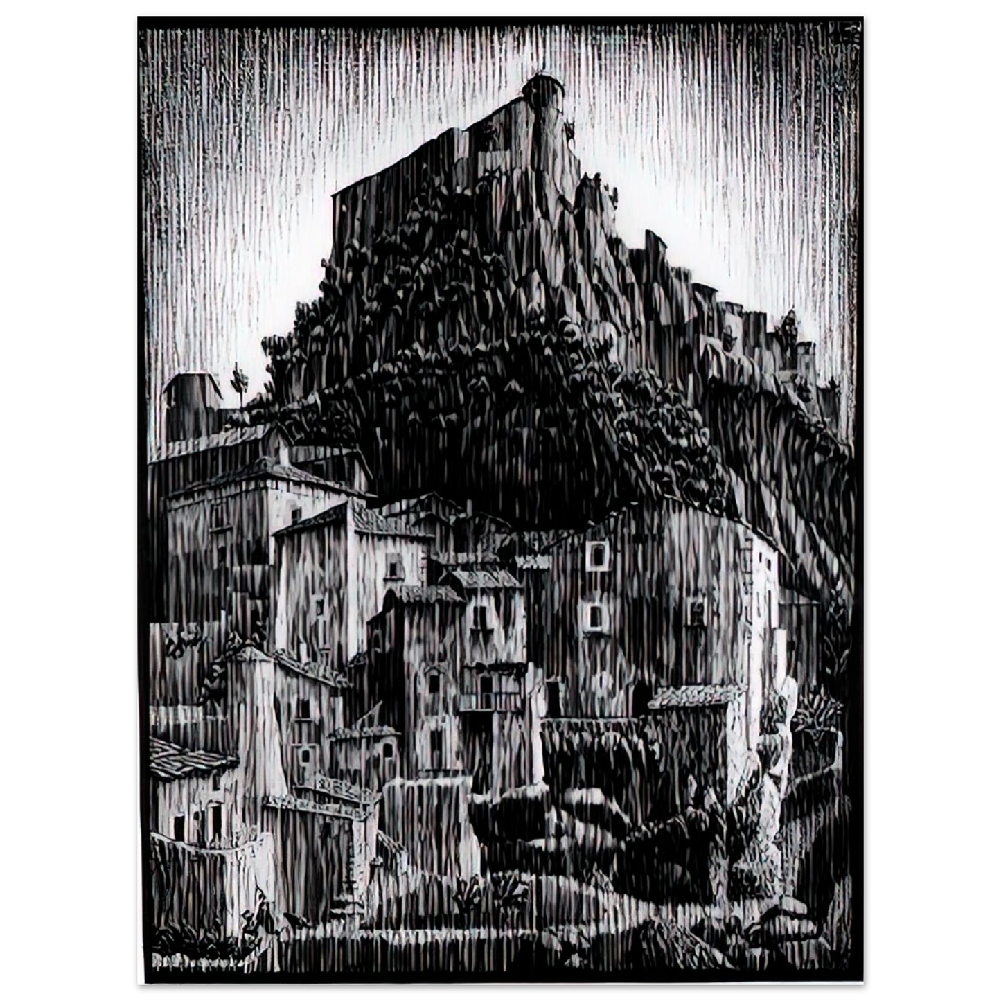 MC Escher - CERRO AL VOLTURNO ABRUZZI JANUARY 1930 1930 Wall Art - 60x80 cm / 24x32 inches - Premium Wooden Framed Poster With Fine Art Paper - Wood frame