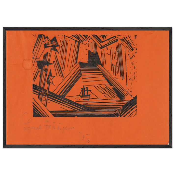 VOLCANO VULKAN 1919 - Lyonel Feininger 70x100 cm / 28x40 inches Framed Art Print – Black Wooden Frame