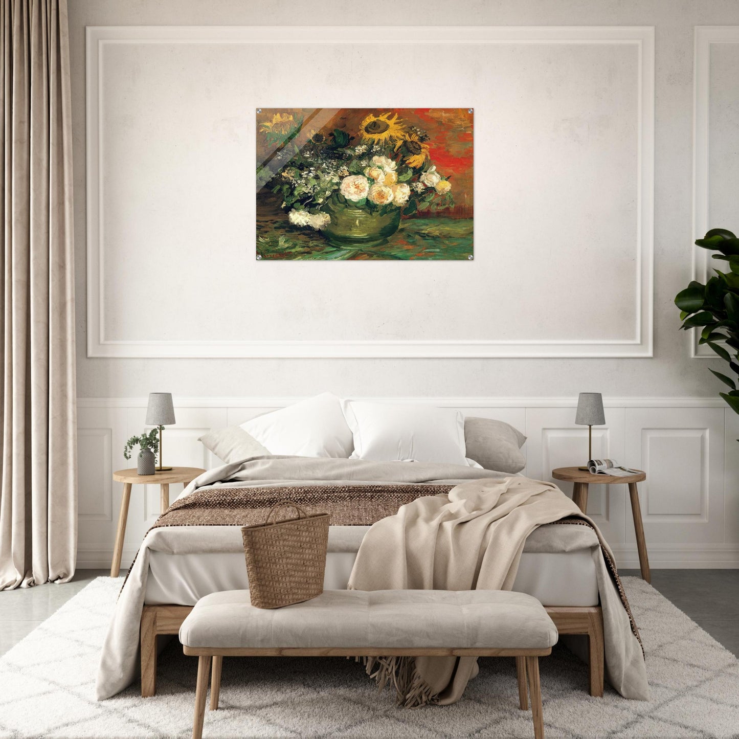 Still Life with Roses and Sunflowers - Vincent van Gogh Acrylic Print - 70x100 cm / 28x40″ inches