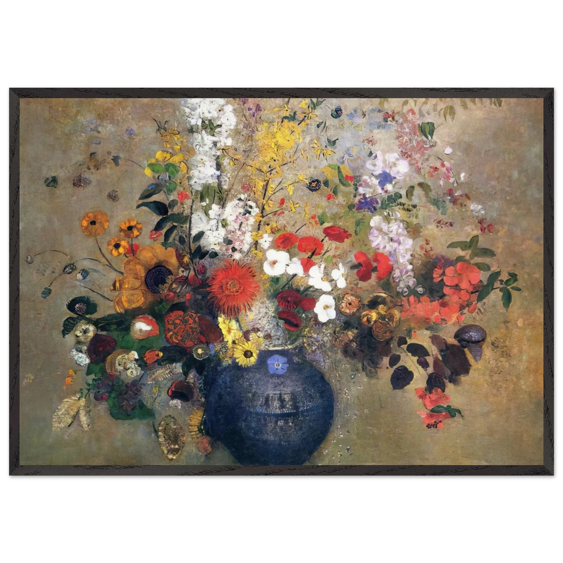 FLOWERS 1909 - Odilon Redon Framed Art Print – Black Wooden Frame - Default Title - -Framed Art Print