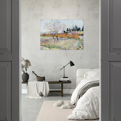 Orchard with Peach Trees in Blossom - Vincent van Gogh Acrylic Print - 70x100 cm / 28x40″ inches